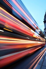 Poster - Dynamic Light Trails of a Bus in Motion Capturing Urban Energy : Generative AI
