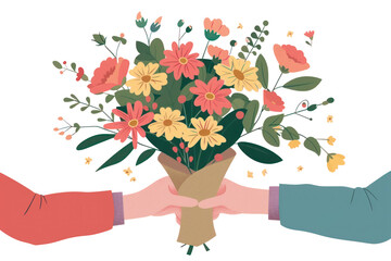 Canvas Print - PNG Colorful floral bouquet exchange