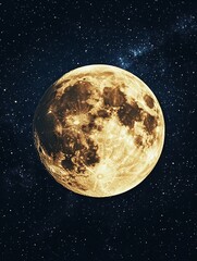 Aufkleber - Beautiful glowing full moon in a starry night sky : Generative AI