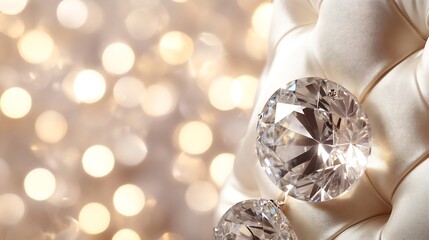 Poster - Elegant close up of sparkling diamonds set against a luxurious backdrop with bokeh lights : Generative AI