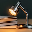 © MetaKibo - Modern desk lamp illuminating a stack of notebooks in a cozy workspace