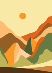 Wall Mural - Abstract mountain illustrations. Flat design style. Mid century modern minimalist art print. Abstract backgrounds landscape  use for print art, poster, cover, banner