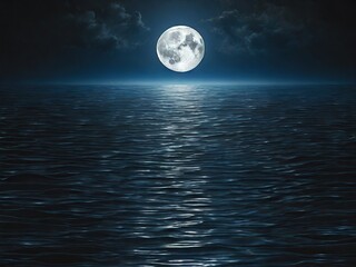 Wall Mural - full moon over ocean