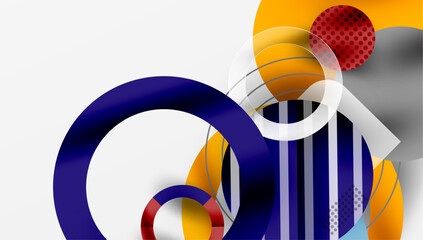 Aufkleber - Abstract Circle Design with Overlapping Transparent Geometric Shapes