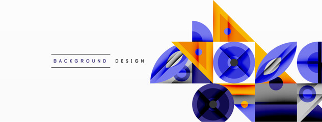 Aufkleber - Geometric abstract composition with intersecting shapes, circles, triangles, and gradients, blending vibrant colors and dynamic contrasts to create a modern, futuristic visual design