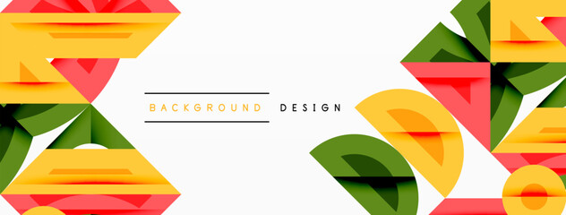 Aufkleber - Abstract geometric background shapes forming a modern, symmetrical pattern. Bold contrast, smooth gradients, dynamic composition, futuristic style