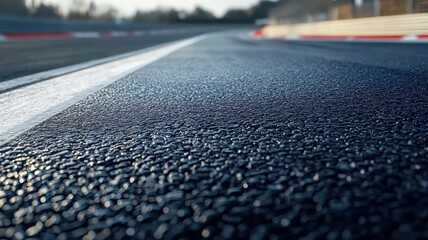 Wall Mural - a close-up view of an empty race track surface, highlighting the intricate texture of the asphalt. t