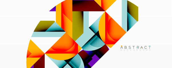 Aufkleber - abstract geometric composition with interlocking circular and angular shapes, featuring smooth gradi