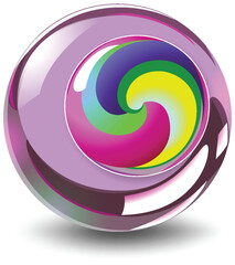 Wall Mural - Colorful Swirl in Glossy Sphere