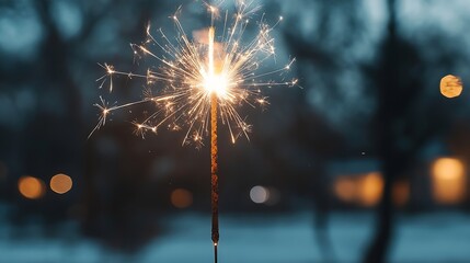 Poster - Sparkler shining bright in a dark background creating a magical ambiance for celebrations : Generative AI