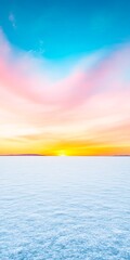 Wall Mural - Frozen landscape under colorful sunrise, promoting beauty and tranquility