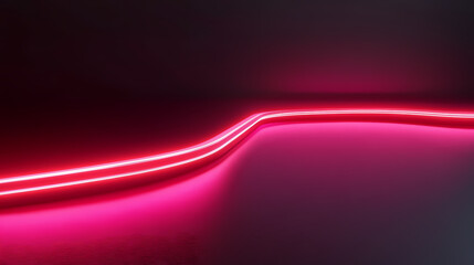 Wall Mural - 3d render, red speed neon light trail on dark background, abstract motion curve light beam of fast moving, technology concept. generative ai. Glowing Abstract Patterns. Illustration