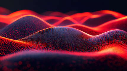 Wall Mural - 3d render, red speed neon light trail on dark background, abstract motion curve light beam of fast moving, technology concept. generative ai. Glowing Abstract Patterns. Illustration