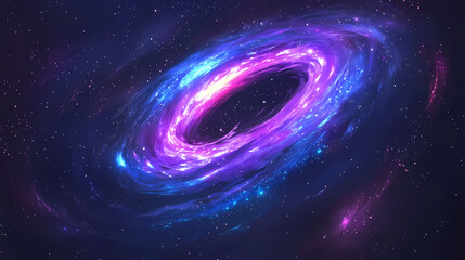 Wall Mural - abstract blue energy vortex with glowing light in dark space. glowing abstract patterns. illustratio