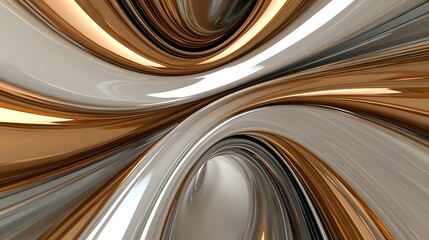 Canvas Print - Curved forms create an abstract metallic tunnel background, suitable for technology and design