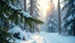 © Atittaya - Fir tree branch stretching out from a snowy forest, trees, snowcovered