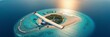 © Naksit - Turquoise sea and lush tropical island with seaplane approaching in the Maldives, picturesque, aircraft, getaway