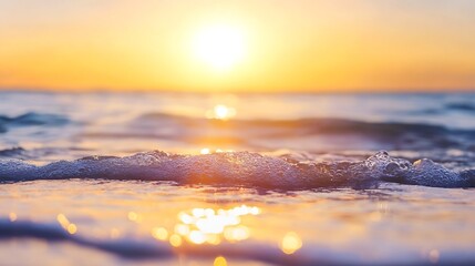 Poster - Beautiful sunset over calm ocean water waves creating a serene and tranquil scene for relaxation and reflection : Generative AI