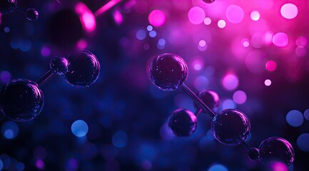 Abstract Molecular Structure in Vibrant Neon Colors