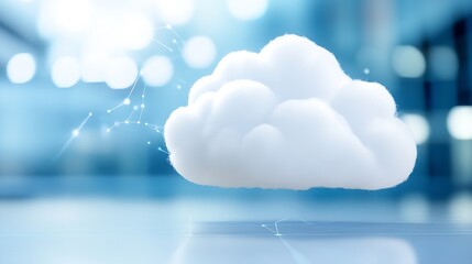 Aufkleber - Soft Cloud with Digital Elements Against a Light Blue Background : Generative AI
