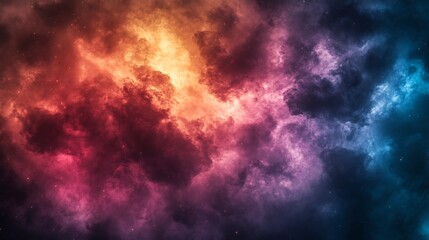 Wall Mural - Fiery nebula swirls dramatically across dark space vibrant hues glowing intensely. AI Generated