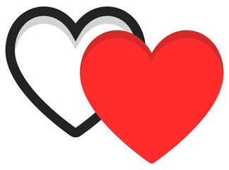 Wall Mural - Heart icons red filled and black outlined style isolated on white background.