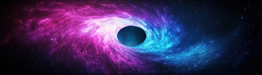 Aufkleber - Abstract Black Hole Illustration with Pink and Blue Nebula In Deep Space