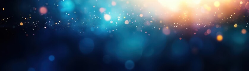 Poster - Abstract Bokeh Background with Blue Tones and Golden Light Effects for Festive Designs