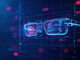 Leinwandbilder - Augmented reality glasses concept, digital interface overlay, futuristic style