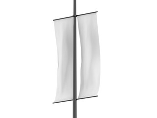 Wall Mural - Blank white modern urban vertical banner mockup on isolated white background, 3d illustration