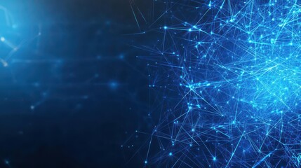 Poster - Glowing Blue Network Connection of Data Points on Dark Background for Technology Design