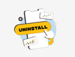 © bestforbest - Mobile app uninstall rate affects user retention and engagement. Tracking uninstall analytics helps optimize app performance, reduce churn, improve mobile app marketing strategies vector illustration