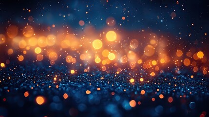 abstract defocused bokeh light patterns on dark blue background for festive,elegant designs