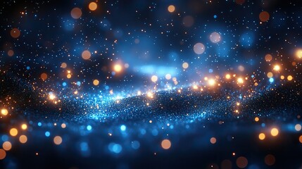 Wall Mural - abstract vector background featuring bokeh blue lights with sparkling circles,glowing texture