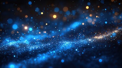 Wall Mural - abstract vector background featuring bokeh blue lights with sparkling circles,glowing texture