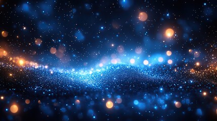 Wall Mural - abstract vector background featuring bokeh blue lights with sparkling circles,glowing texture