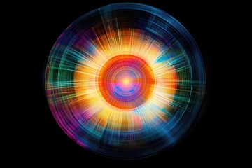 Wall Mural - vibrant, concentric circles of light radiate outwards, creating a mesmerizing, colorful energy field