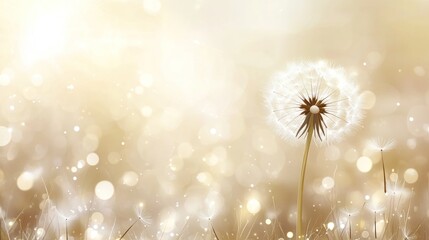 Wall Mural - A serene dandelion against a soft, glowing background, evoking tranquility and nature's beauty.