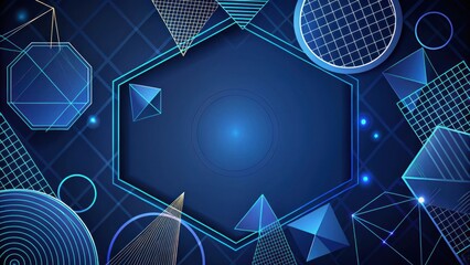 Wall Mural - Geometric Shapes and Lines on a Dark Blue Background, illustration, design,  illustration, design, abstract