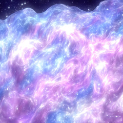 Wall Mural - ethereal galaxy landscape with swirling clouds of violet and celestial blue hues under starry sky.
