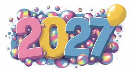 Wall Mural - new year 2027 gradient text graphic illustration background	
