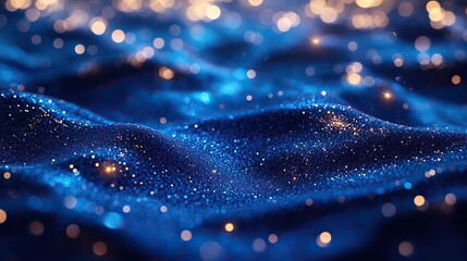 Wall Mural - bright blue bokeh glitter sparkles abstract background with soft light,subtle glow n ideal for cosme