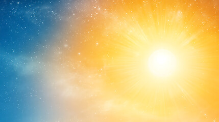 Wall Mural - radiant celestial sun starburst amidst cosmic skies of gradient color and dazzling starlight.