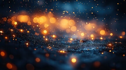 Wall Mural - captivating bokeh effect with water droplets,gleaming lights on a dark backdrop