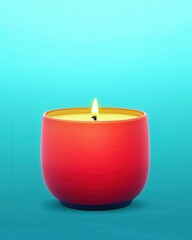Wall Mural - bright red candle in colorful background with soft glow effect