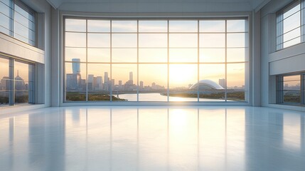 Poster - Minimalist luxury commercial backdrop, sleek and futuristic design, dynamic lighting with soft gradients, metallic and glass textures, abstract urban cityscape reflection.