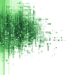 Abstract Green Digital Data Stream Code Flowing