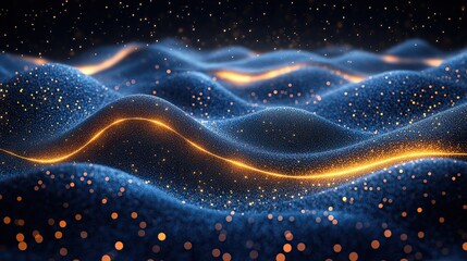 elegant abstract background with dark blue,gold particles christmas golden light bokeh on navy blue 