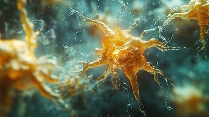 Wall Mural - exploring the intricate world of neurons stunning 3d microbiology render of nerve cells background w