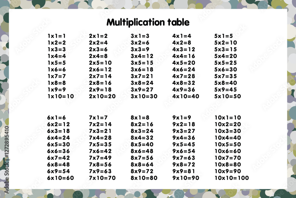 Multiplication Square School Vector Illustration Multiplication Table Multiplication square school vector illustration multiplication table